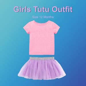 New Toddler Girls Pink & Purple Tutu Outfit Size 12 Months